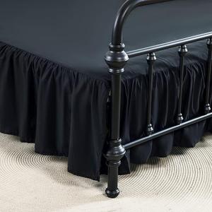 Bed Skirt Queen Size Ruffled Bed Skirt with Split Corners, 12 Inch Drop Dust Ruffle Bed Skirt with Platform, Black
