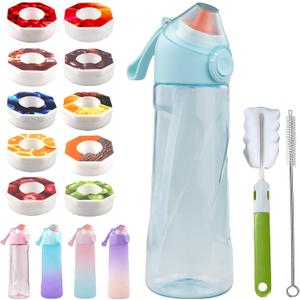 Air Water Bottle Set, Scent Water Bottle(24 oz/700 ml) with 10 Flavour Pods, Fruit Fragrance Scented Water Cup BPA Free Sports Water Bottle for School, Gym (TPblue)