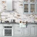 30-Sheet Marble Subway Tile Peel and Stick Tile, 4 in. x 12 in. Stone Composite Waterproof Backsplash Tiles for Kitchen, Bathroom, Fireplace(Gold Marble)