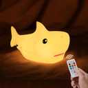 ZKLiLi Remote Shark Night Light, Cute Silicon Night Light for Kids, Nightlight with RemotePortable Recharge Nightlight for Kid Room,Funny Gifts Stuff for Boys Girls BabyRemote Control
