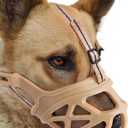Dog Muzzle, Breathable Basket Muzzles for Dog, Stop Biting, Barking and Chewing, Best for Aggressive Dogs (Brown, Medium)