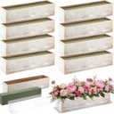 Sintuff 8 Set Rectangle Wooden Planters, 17 x 4 Inch Wood Boxes with Removable Plastic Liner & Floral Foam Blocks, Rustic Wood Planter for DIY Centerpieces Home Wedding Garden Bookshelf Decor