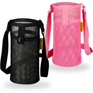 Water Bottle Holder with Strap, Premium Water Bottle Carrier with Strap Easy Clean, Light Water Bottle Carrier Bag, Water Bottle Holder with Pocket for Hiking, Walking, Travel