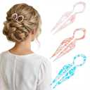 Lourny 3PCS French Hair Pins for Women, 4.1 Inch Prestige Hair Pin with Serrated Anti-Slip Design Suitable Hair Clips for Thin Thick Hair