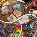 24 Pieces Slate Drink Coasters, GOH DODD 4 Inch Black Coasters Stone Coaster Set, Laser Engraving Blanks with Anti-Scratch Bottom for Home Office Kitchen Housewarming Gifts Wedding Party, Square