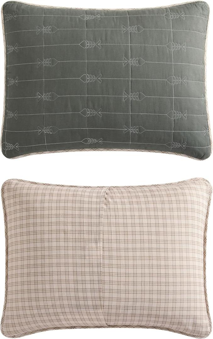 Eddie Bauer - King Pillow Covers, Reversible Cotton Pillow Covers, Lightweight Home Decor for All Seasons (Troutdale Green, King)