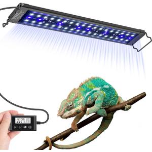 18-Inch LED UVA UVB Light for Reptiles with Controller, Full Spectrum UVA & UVB Reptile Light with Auto 24-Hour Cycle Timer & 10 Dimmable for Bearded Dragons, Turtles, Frogs, Snakes, Plants