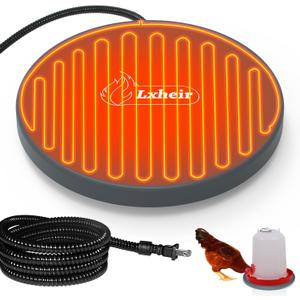 Lxheir Chicken Water Heater, 13'' Heated Base for Metal Plastic Poultry Founts Waterer 3-5 Gallons, Poultry Water Heater Base for Chicken Turkey Goose Duck Pigeon Drinker in Winter Grey