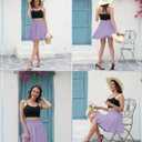 THHGPO Women's Basic Mini Skirts Versatile Flared Cotton Ruffle Elastic Waist A-Line Casual Short Skirt (Purple, M)