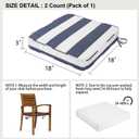 18x18x3 Inch Outdoor Square Corner Chair Cushions with Ties Set of 2, Water&Fade Resistant Thick Seat Cushion Pads for Garden Patio Dining Porch Furniture - Navy White Striped