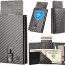 Slim Wallet for Men - Leather, RFID Credit Card Holder - Stylish Mens Wallet for Everyday Use, Handcrafted, Small Yet Practical - Carteras para Hombres - ID Card Holder. (Carbon)
