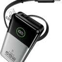 MOVE SPEED Portable Charger Laptop Power Bank 20000mAh 65W, Travel Essentials Battery Pack with Built-in Retractable USB-C Cable & Wall Plug, for MacBook/iPhone 17/16/15/iPad/Galaxy/Dell/HP and More