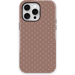 Trendy Cute Hybrid 2 Layer Brown Polka Dot Phone Case for iPhone 14 Pro,Brown