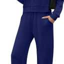 XIEERDUO Lounge Sets for Women 2025 Sweatsuit 2 Piece Outfits Sweatshirt Wide Leg Sweatpant Tracksuit Matching Set (XX-Large, Navy Blue)