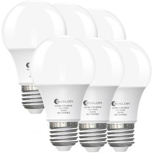 3 x evelor 6-Pack A19 LED Light Bulbs,60 Watt Equivalent Soft White 2700K with E26 Base,Efficient 9W,800 Lumens Non-Dimmable Warm White LED Bulbs,15000 Hours, Ideal for Bedroom Living Room