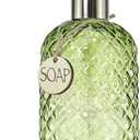 JASAI 18Oz Tea Green Soap Dispenser with Rust Proof Pump, Refillable Glass Soap Dispenser for Bathroom & Kitchen to Dispense Dish Soap, Hand soap, Lotion.