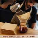100 Count Pour Over Coffee Filters Compatible with Chemex 5-13 Cup, Unbleached, Disposable Squares Pre-Folded Paper Filter, No Paper Taste, for Pour-Over Coffeemaker Drippers
