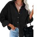 Astylish Women Corduroy Shirts Casual Long Sleeve Button Down Blouses Top