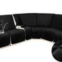 HDCAXKJ 100% Waterproof Velvet Recliner Sectional Couch Covers L Shaped Corner Reclining Sofa Cover Washable Thick Non Slip Sectional Slipcover with Pockets (5 Seat and 1 Middle Console, Black)