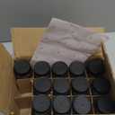 LANDNEOO 13 Pack 2 oz Glass Shot Mini Bottles w/Black Lids & 15 Labels - Small Clear Jar for Ginger, Wellness Shot, Juice, Sample, Whiskey - Travel Essentials - Wide Mouth, Leakproof, Dishwasher Safe