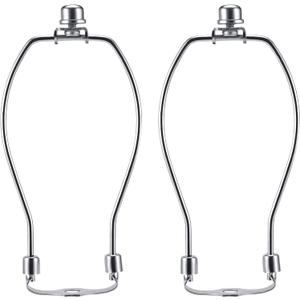 7 Inch Lamp Harp Kits, Nickel Finish, 3/8 Saddle Base Holes, Light-Duty, Pack of 2 Replacements for Table Lamp DIY Shade Holders (Not for Heavy Shades)