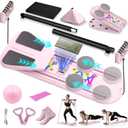 Pilates Board, Foldable Pilates Reformer Set for Home Workout with Timer, 6-in-1 Multifunctional Portable Reformer Pilates Machine at Home Pilates Equipment for Fitness, Exercise, Abs, Core Training