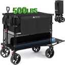 Hikenture Double Decker Wagon, 400L Extra Large Beach Wagon with Big Wheels for Sand, 500LBS Heavy Duty Collapsible Cart with Tailgate, Utility Carts Foldable for Beach, Sports