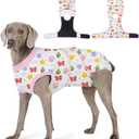 2 x Dog Recovery Suit for Post Surgery, E-Collar Cone Alternative for Female Spay & Male Neuter, Breathable Soft Onesie for Abdominal Wounds & Skin Disease, Anti-Lick Surgical Suit for Dogs, Pink, L (Large (Back: 17.73"; Weight: 28 - 55 LB))