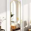 Full Length Mirror Door Hanging, Door Mirror, Over The Door Mirror Full Length, 50"x16" Bathroom Door Mirror, Long Mirror for Bedroom Living Room Locker Room (Gold)