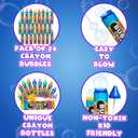 Mini Crayon Bubbles for Kids - (Pack of 24) Bulk 1 Fl Oz Bottles w/Wands - Crayon Shape Bubbles in Bright Colors - Non-Toxic Party Favor Toys, Goodie Bags for Spring & Summer