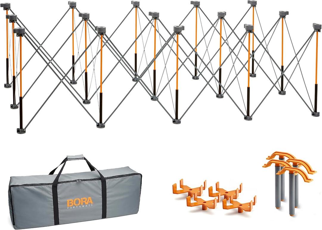 BORA Centipede 30in Folding Work Table - 48 x 96 Portable Workbench with 6000lb Capacity, 15-Strut Collapsible Work Bench for Garage, Mobile Workstation with Storage Bag - No Assembly Required CK15S