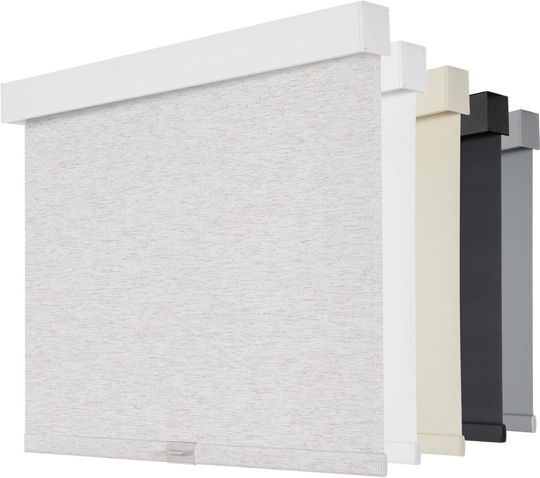Persilux Cordless Blackout Roller Shades for Indoor Windows, Pull Down Blinds with Valance, Thermal Insulated Fabric, UV Protection Shades for Home and Bedroom (Linen,33.5" W x 72" H)