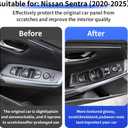 Car Door Power Window Lift Switch Protection Decor Panel for Nissan Sentra 2020 2021 2022 2023 2024 2025 Auto Interior Accessories Armrest Side Pull Handle Trim Cover Carbon Fiber Style 4Pcs