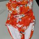 Eomenie Women One Piece Tummy Control Swimsuit Halter Scallop Trim Bathing Suits 1 Piece Vintage Ruched Slimming Swimwear Medium