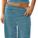 Tankaneo Womens Striped 2 Piece Sets Summer Strapless Crop Tube Tops Wide Leg Pants Matching Lounge Set Vacation Outfits L