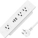 Recessed Power Strip, Furniture Plug in 3 Outlets & Fast Charging 20W PD USB-C Port & 18W/3A QC3.0 USB-A Ports Drawer Outlet with 10 FT Flat Extension Cord, White Desk Grommet Outlet for Table Top