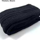 Womens Thigh High Socks Extra Long Cotton Knit Thick Ribbed Over Knee Stockings with Diamond Pattern (One Size, Black)