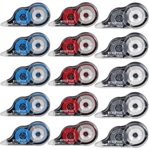 15PCS Correction Tape, 39.37ft Each, Fast, Clean, Opaque and Easy to Use Tear-Resistant Correction Tape Bulk Office or School Supplies, Blue, Red, Gray