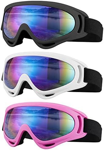 SixYard Ski Goggles, Motorcycle Goggles, 3 Pack Snowboard Snow Goggles for Men Women Adult Youth