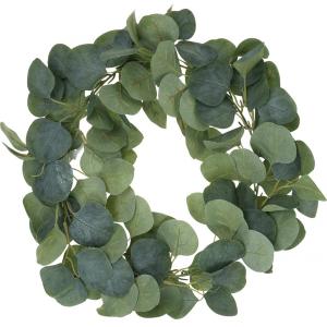 Eucalyptus Leaf Wreath Metal Polyester Paper Round Green Wreath 24" for Front Door Outdoor Decor