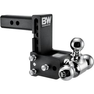 B&W Trailer Hitches Tow & Stow Adjustable Trailer Hitch Ball Mount - Fits 2" Receiver, Tri-Ball (1-7/8" x 2" x 2-5/16"), 5" Drop, 10,000 GTW - TS10048B