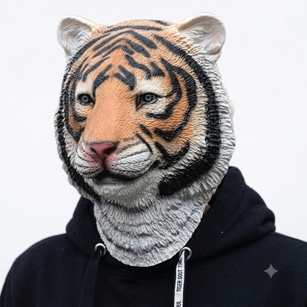 Mosicke Latex Animal Head Mask Halloween Fancy Dress Up Rubber Carnival Party Masquerade (Tiger)