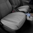 2 Pack Leather Front Car Seat Cover Bottom Car Seat, Universal Anti-Slip Driver Car Seat Protectors with Storage Pocket, Waterproof Bottom Auto Seat Cushion Pad Mat for Most Vehicles(Gray)