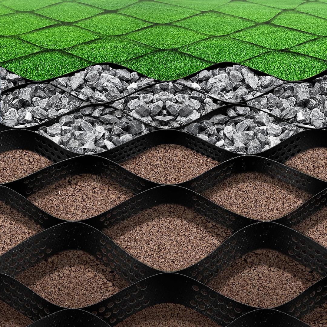 16.4 x 9.8 Ft 160 Sq ft Gravel Ground Grid, 2 Inch Depth Geo Grid Driveway Stabilization Grids, Gravel Geocell Retainer Grid for Garden Landscaping Parking Lots Driveways Slopes