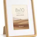 8x10 Picture Frame, Solid Beech Wood Frame with Real Glass, Hard Wood 8 by 10 Photo Frame for Wall & Tabletop Display, 8x10 Picture Frame Matted to 6x8, Natural Beech Color