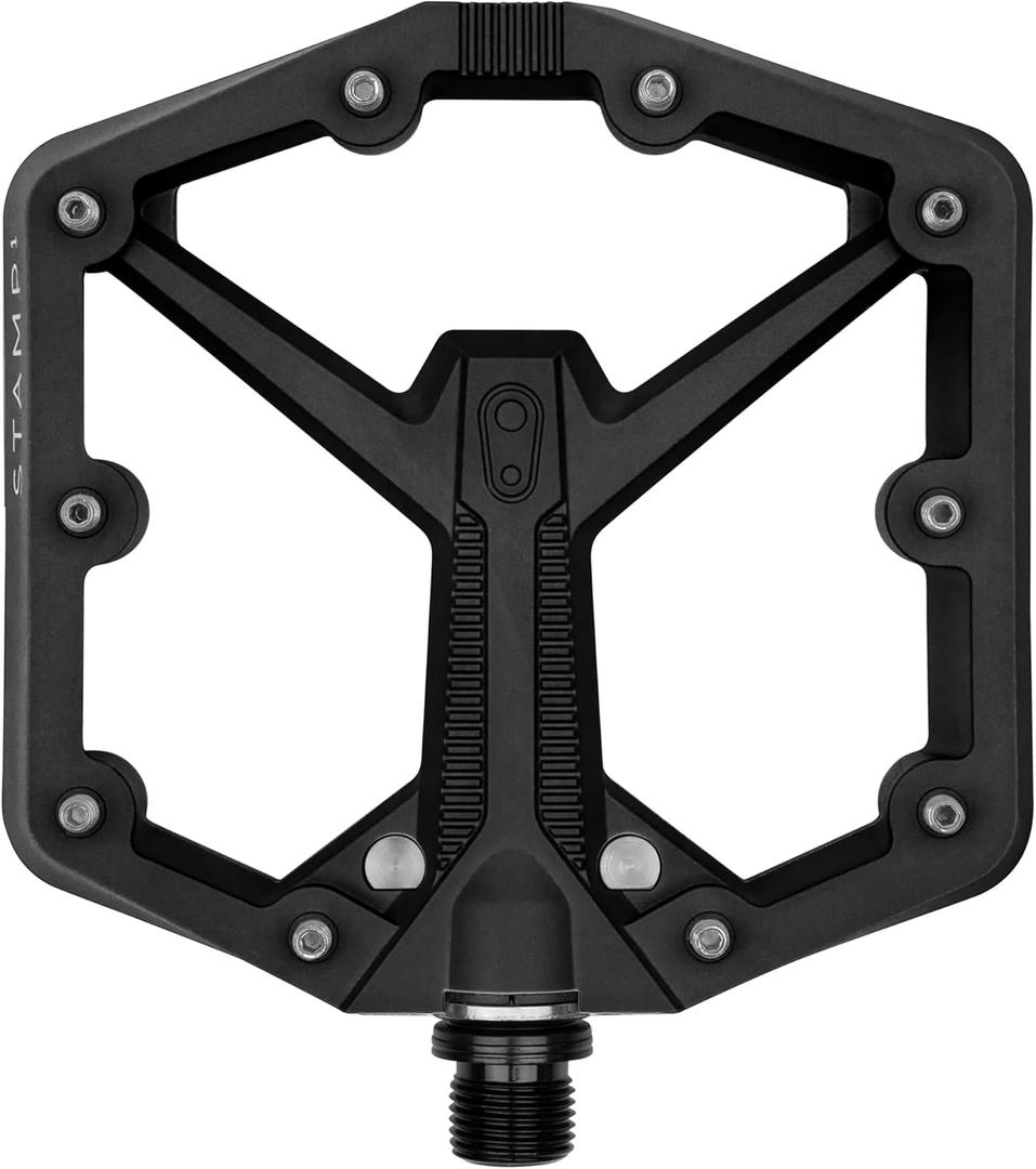 Crankbrothers Stamp Flat MTB Pedals - Size-Specific, Lightweight, Versatile, Durable Bike Pedals (Large, Black)