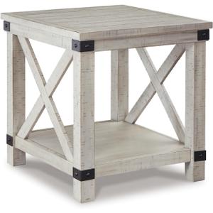 Signature Design by Ashley Carynhurst Rustic Farmhouse End Table, Whitewash, 24"W x 26"D x 25"H