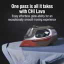 CHI Steam Iron for Clothes with 8' Retractable Cord, 1700 Watts, 3-Way Auto Shutoff, 400+ Holes, Professional Grade, Temperature Control Dial, Lava Infused Ceramic Soleplate, Black and Red (13113)