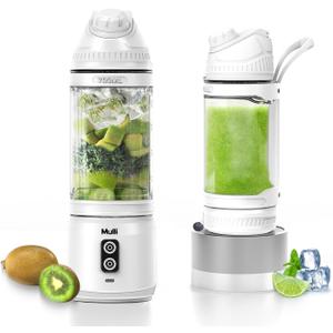 Mulli Portable Blender, 24oz Travel Blender for Shakes and Smoothies, USB Rechargeable Mixer with a Lid for Travel Gym (White)