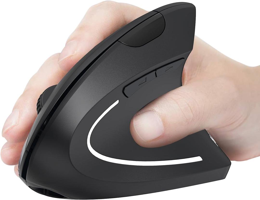 AVMTON Vertical Wireless Mouse ，Ergonomic Mouse,Rechargeable 2.4G Optical Carpal Tunnel Mouse 6 Buttons, for Laptop, PC, Computer, Desktop, Notebook etc, Green Black